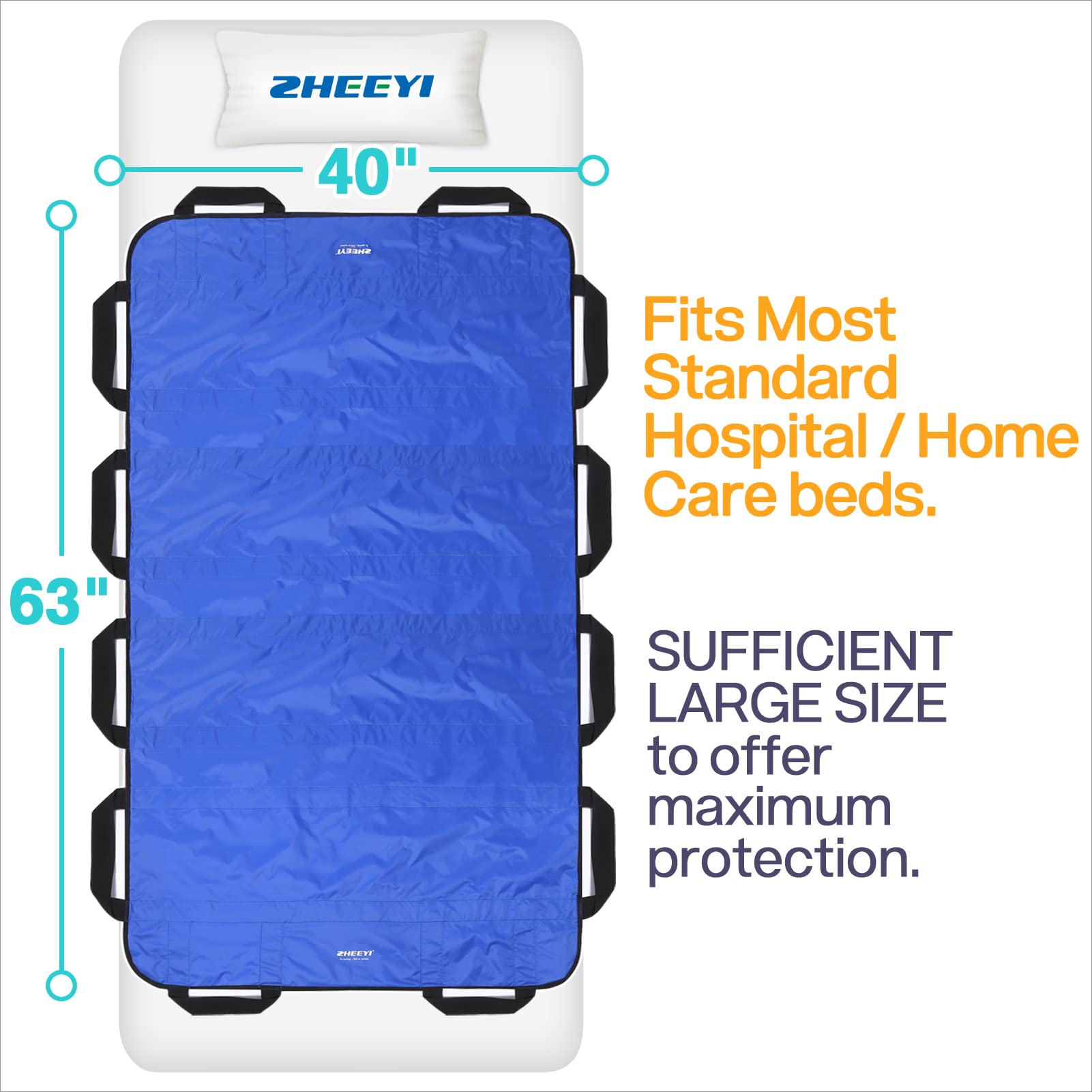Bed Positioning Pad with Reinforced Handles 63
