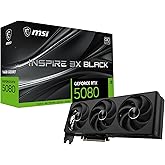 msi Gaming RTX 5080 16G Inspire 3X OC Black Graphics Card, GPU (16GB GDDR7, 256-bit, Extreme Clock 2655 MHz, DisplayPort x 3 2.1a, HDMI 2.1b, NVIDIA Blackwell Architecture)