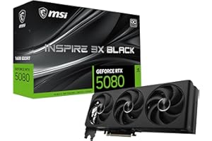 msi Gaming RTX 5080 16G Inspire 3X OC Black Graphics Card (16GB GDDR7, 256-bit, Extreme Clock 2655 MHz, DisplayPort x 3 2.1a,