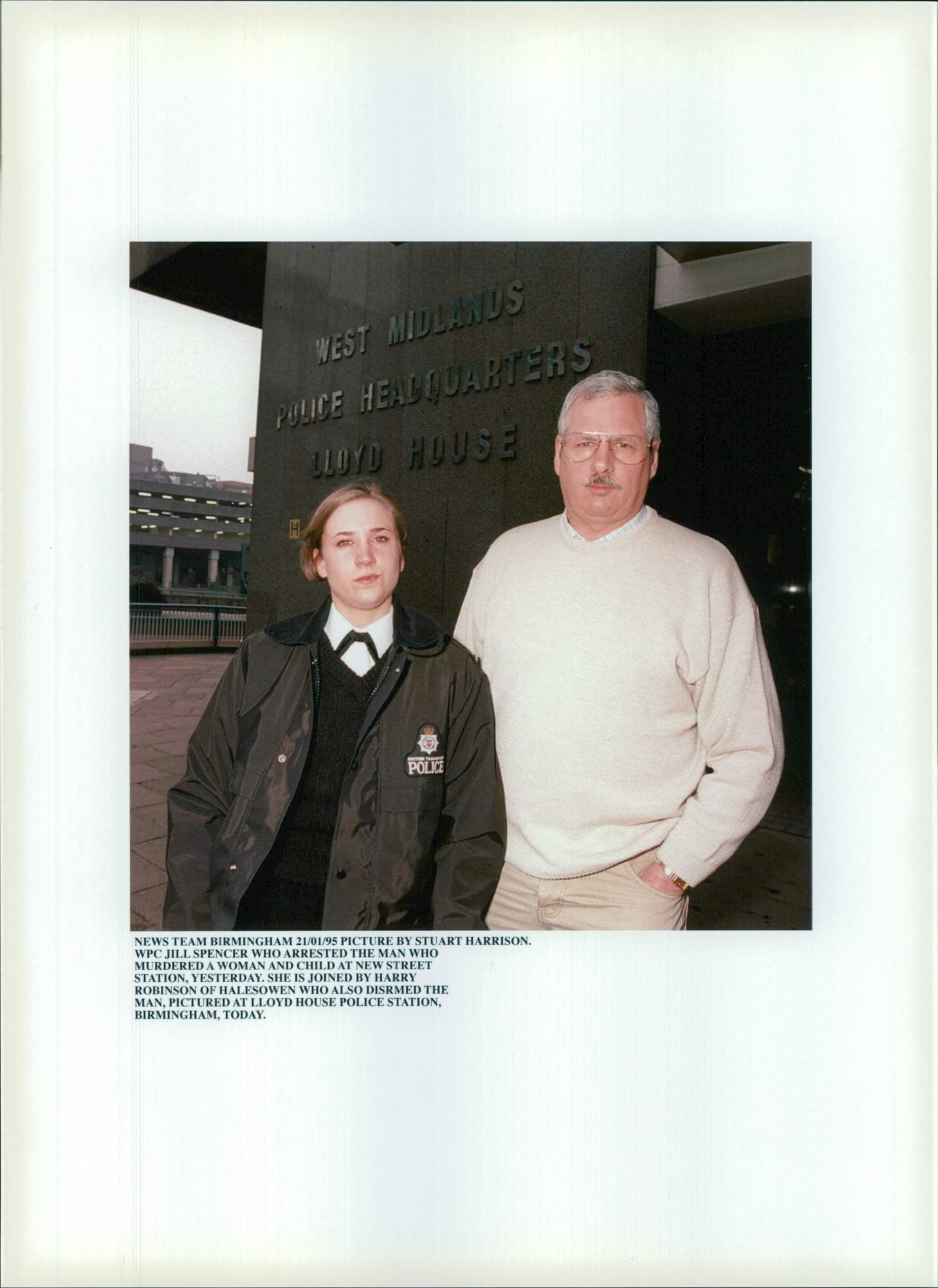 Fotomax Vintage photo of Birmingham: New Street Railway Station: WPC Jill Spencer and Harry Robinson.
