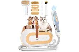 KAVNLON Pet Grooming Vacuum kit,Dog vacuum for shedding grooming-2L Dog Hair Vacuum Suction 99% Pet Hair,Dog Hair Vacuum with 5 Professional Dog Grooming Tool for Shedding Small,Medium Pet Thick Coat Hair