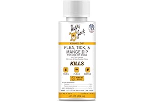 Happy Jack Kennel Dip Dog Flea and Tick Treatment & Prevention, Made in USA, Spray Yard & Home 30-Day Control, Kills Fleas, Ticks, Deer Ticks, Mange, Lice, for Puppies, Small to Large Dogs (4 oz)