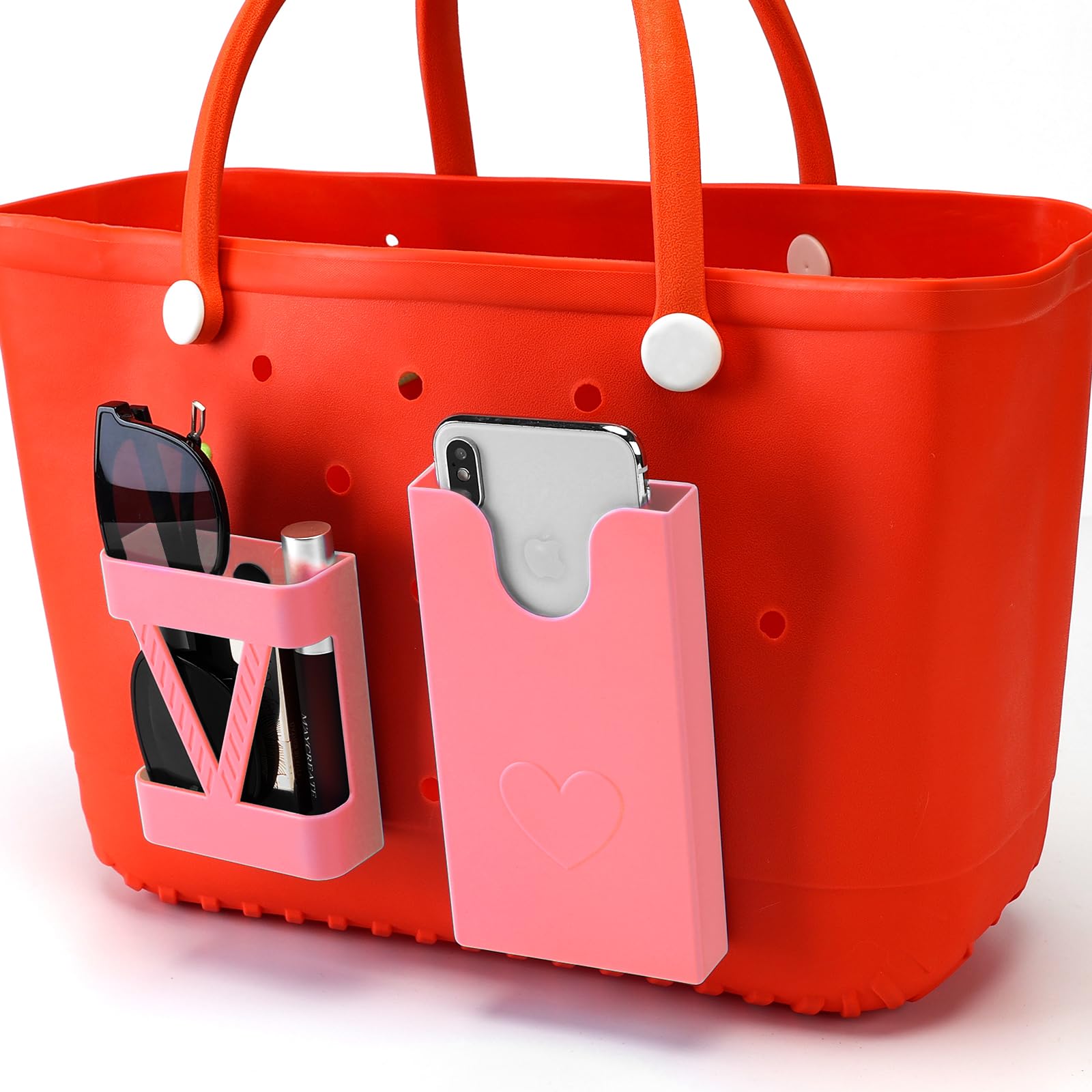 Photo 1 of ***BAG NOT INCLUDED***DABASHAN 2pcs Phone Case Accessory Compatible with Bogg Bags, Phone Case Holder Charm Accessory for Beach Bag Tote Bag Charm Accessory (Pink)***BAG NOT INCLUDED***