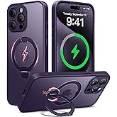 Dibrell Magnetic for iPhone 15 Pro Max Case,[Unbreakable & Magnetic Stand] [Military-Grade Protection] [Phone Case Compatible with MagSafe] Slim Translucent Matte Shockproof Phone Cover,Deep Purple