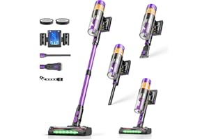 Cordless Vacuum Cleaner, 650W Motor – 48Kpa Suction Power, 65Min Runtime with LED Display, 4-Speed Stick Vacuum, 2.5m Cord, R