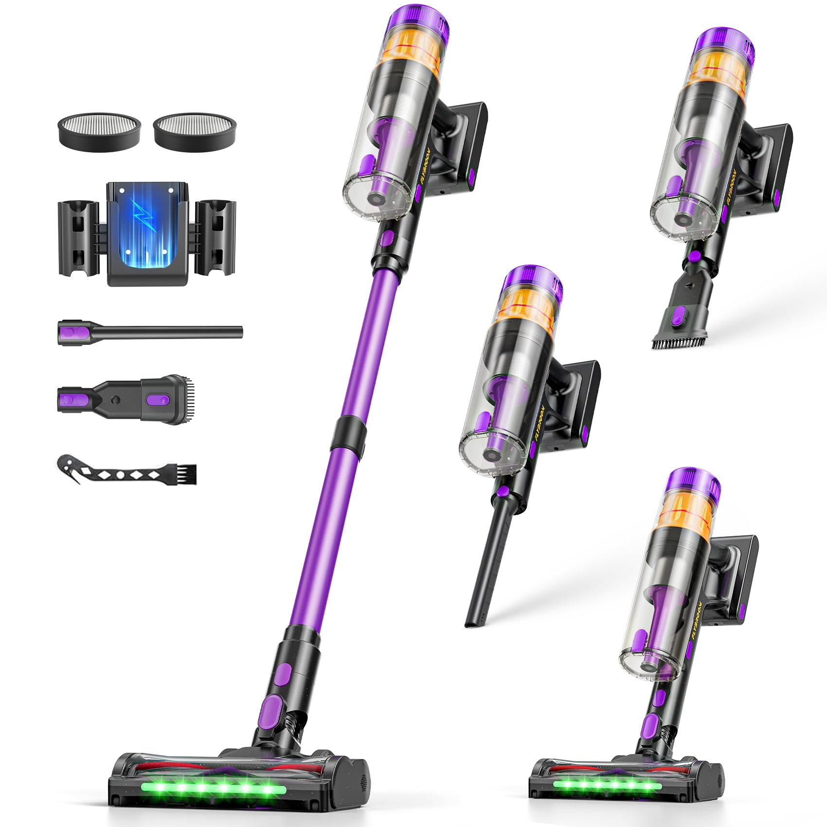 Photo 1 of **PARTIAL SET/ MISSING ASSEMBLY PIECES** Flybroom Cordless Vacuum Cleaner, 650W 48KPa Vacuum Cleaners for Home, Self-Standing Stick Vacuums with LED Display, Anti-Tangle, Lightweight, Stick Vacuum Rechargeable for Pet Hair Carpet Floor