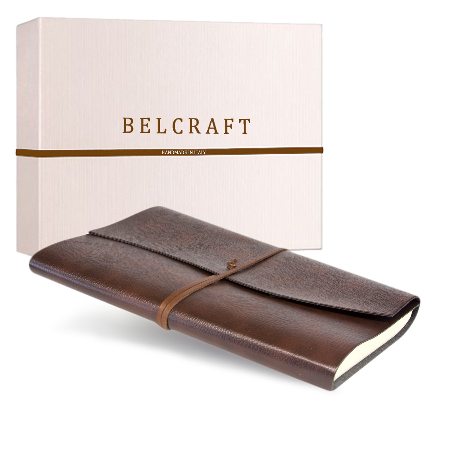 BELCRAFT Tivoli A4 Large Recycled Leather Bound Journal, Notebook, Notepad, Including Gift Box, A4 (21x30 cm) Brown