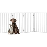 Indoor Pet Gate - 4-Panel Folding Dog Gate for Stairs or Doorways - 73x24-Inch Freestanding Pet Fence for Cats and Dogs by PETMAKER (White)