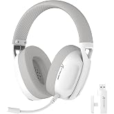 ATTACK SHARK L80 Wireless Gaming Headset, 2.4Ghz USB Gaming Headphones with Bluetooth 5.2, 50H Battery, Noise Canceling Mic, 3.5mm Wired, Wireless Headset for PC Nintendo Switch PS5 PS4 Mac（White