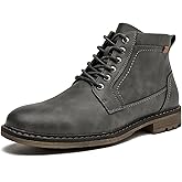 CLOWSE Men’s Casual Dress Ankle Boots with Zipper and Lace-Up, Fashion Boots for Daily Wear
