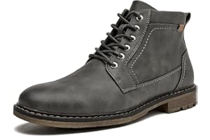 CLOWSE Men's Chukka Boots Casual Dress Boots Zipper Motorcycle Combat Boots Waterproof Ankle Boots Lace Up Fashion Leather Boots