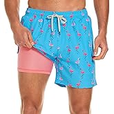 HODOSPORTS Mens Swim Trunks 5" Inseam Quick Dry Swimsuit with Compression Liner and Pockets Swimming Shorts
