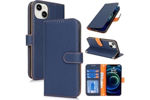 Cavor for iPhone 13 Mini Wallet Case with Card Holder for Women, Genuine Leather Flip Multi-Card Slots with Side Pocket Kicks