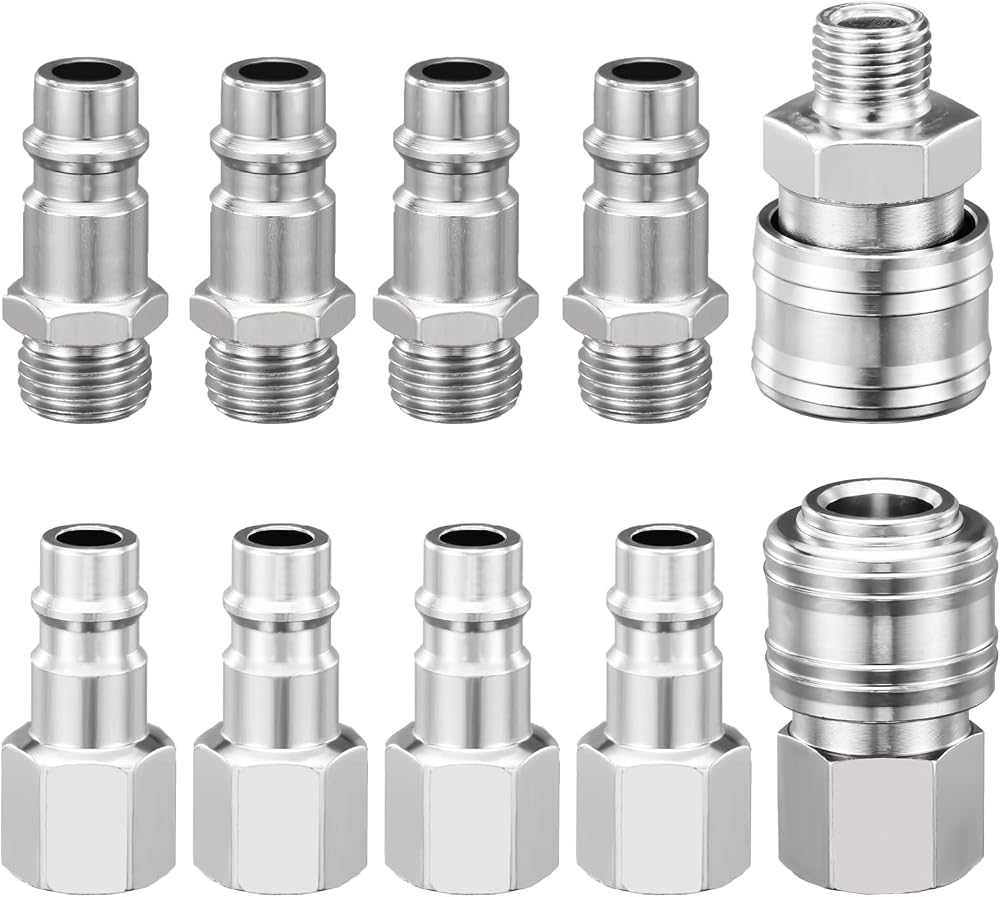 Spurtar 10 Pcs Air Line Connectors 1/4 Inch BSP Quick Couplers Kit