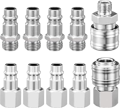 Spurtar 10 Pcs Air Line Connectors 1/4 Inch BSP Quick Couplers Kit