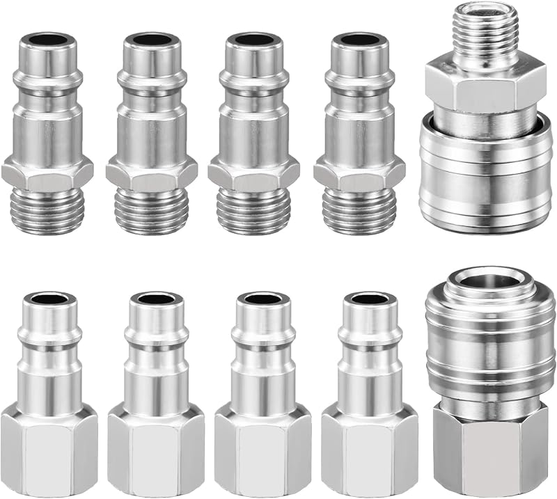 Spurtar 10 Pcs Air Line Connectors 1/4 Inch BSP Quick Couplers Kit