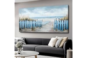 Wall Art for Living Room Large Beach Oil Painting Ocean Sea Bird Seagull Canvas Artwork Framed Ocean Themed Artwork Seascape 