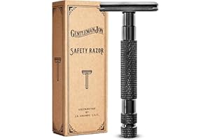 Gentleman Jon Gunmetal Safety Razor for Men, Double Edge Stainless Steel Razor, Precision Shaving with Heavy-Duty Construction, Designed for a Close Smooth Shave, Prevents Irritation, Gunmetal Finish
