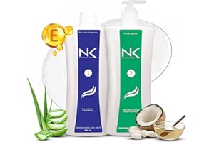 NK PROFESSIONAL CARE NK 2-Step Hair Straightening Treatment with Keratin, For All Hair Types - Nourishes, Reconstructs, and Smooths in 40 Minutes, 950ml