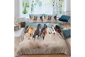 Feelyou Horse Comforter Cover Set for Kids Toddler Farm Animal Pattern Bedding Set Boys Girls 2 Piece Farmhouse Duvet Cover Set Ultra Soft Luxury Quilt Cover with Zipper Closure Twin Size