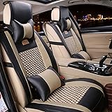 Car Seat Cover Cushions PU Leather, FuriAuto Front Rear Full Set Car Seat Covers for 5 Seats Vehicle Suitable for Year Round 