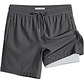 maamgic 2 in 1 Mens Swim Trunks 7 Inch Swim Shorts Swim Suits Board Shorts