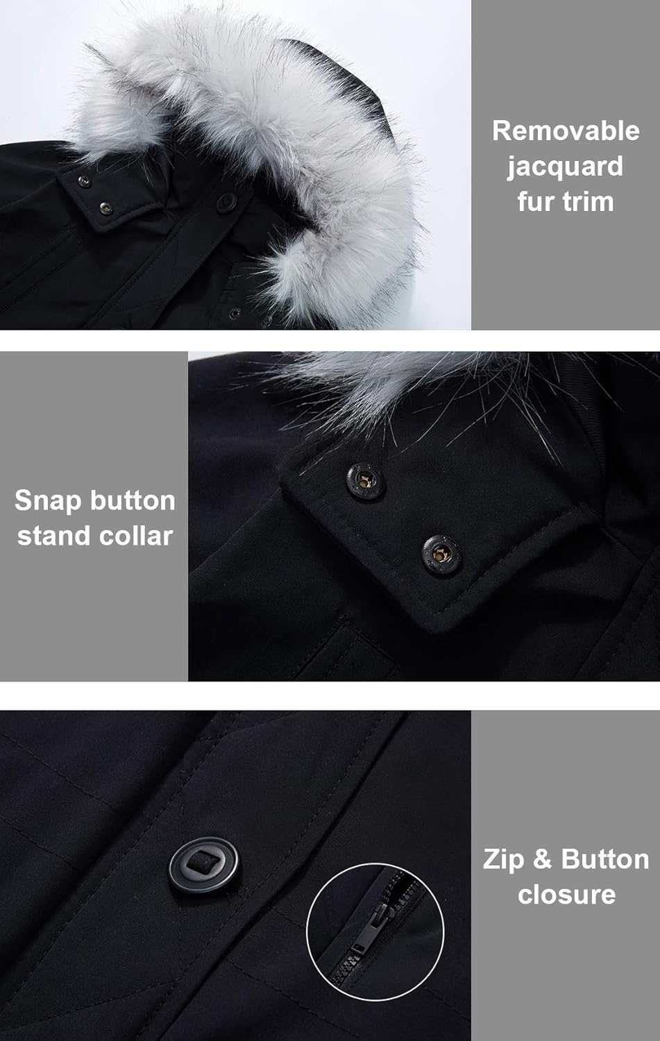 SOLOCOTE Girls Winter Coats Heavyweight Medium Length Warm Jacket with Removable Fur Collar Hooded 3-14Y: Clothing