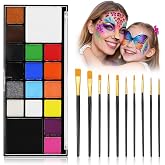 Seaboll Face Body Paint Kit for Kids Adults, Non-Toxic 18 Colors 10 Brushes | Water-Activated &amp;Skin-Safe Face Painting Kit,Washable &amp;Versatile Facepaint Palette for Halloween Makeup Cosplay Costume Party