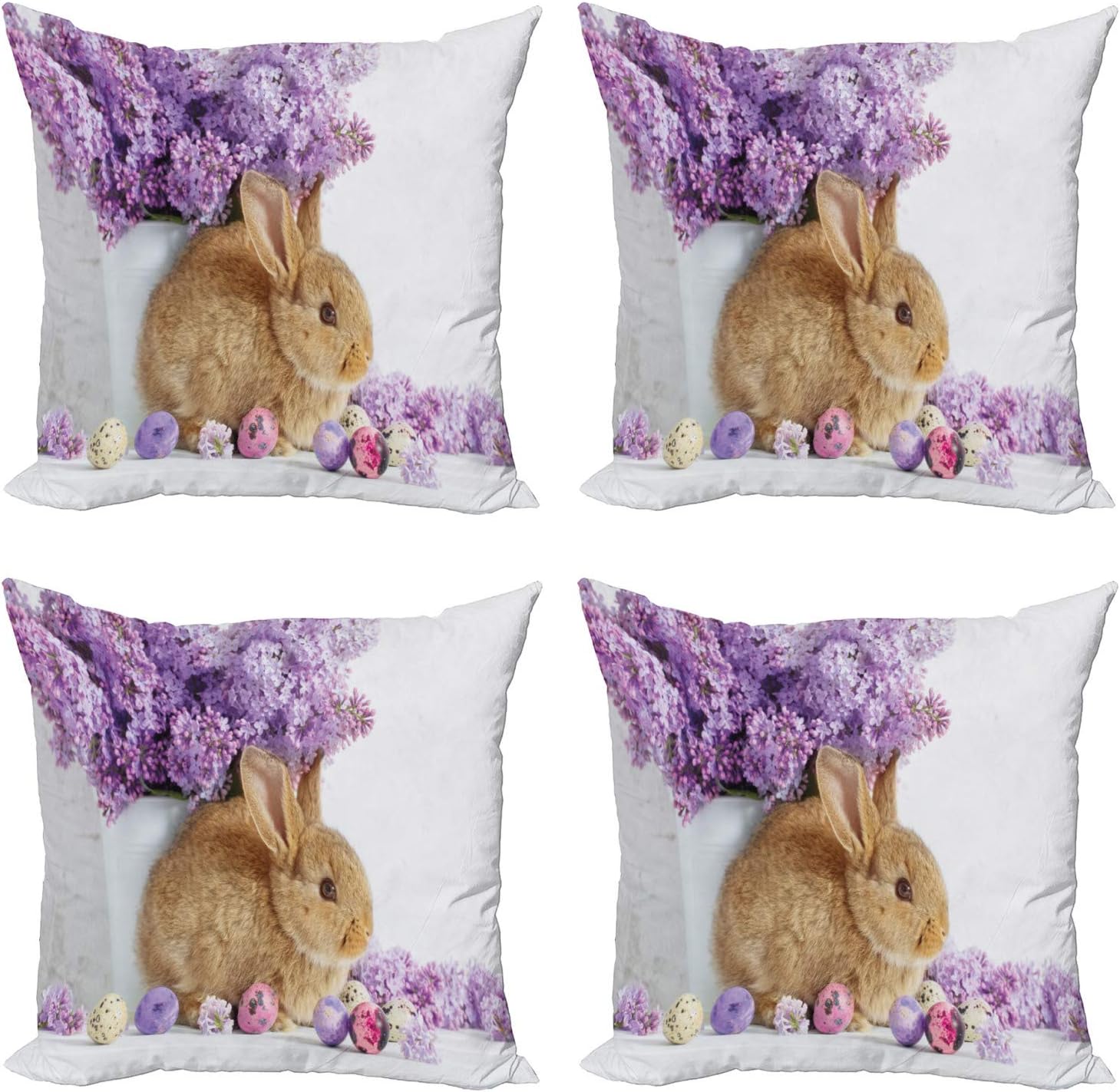 Ambesonne Easter Bunny Decorative Throw Pillow Case Pack of 4, Photo of