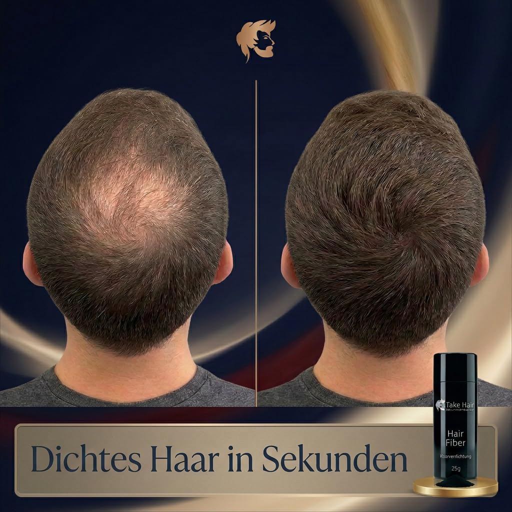 Take Hair Streuhaar für Männer I Hält bei Regen und Wind I 7g Schütthaar zur Haarverdichtung I Hair Fibers I Haarpulver I Streuhaar Männer bei Haarausfall I Haarpuder (Streuhaar Dunkelbraun) 2