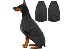 IECOii Dog Sweaters for Large Dogs,XXL Dog Sweater Warm Pullover Vest for Winter,Knitted Dog Sweater Large Size Dog Sweatshirt for Extra Large Dogs boy Girl,Golden Retriever,Pitbull,DarkGrey-2XL