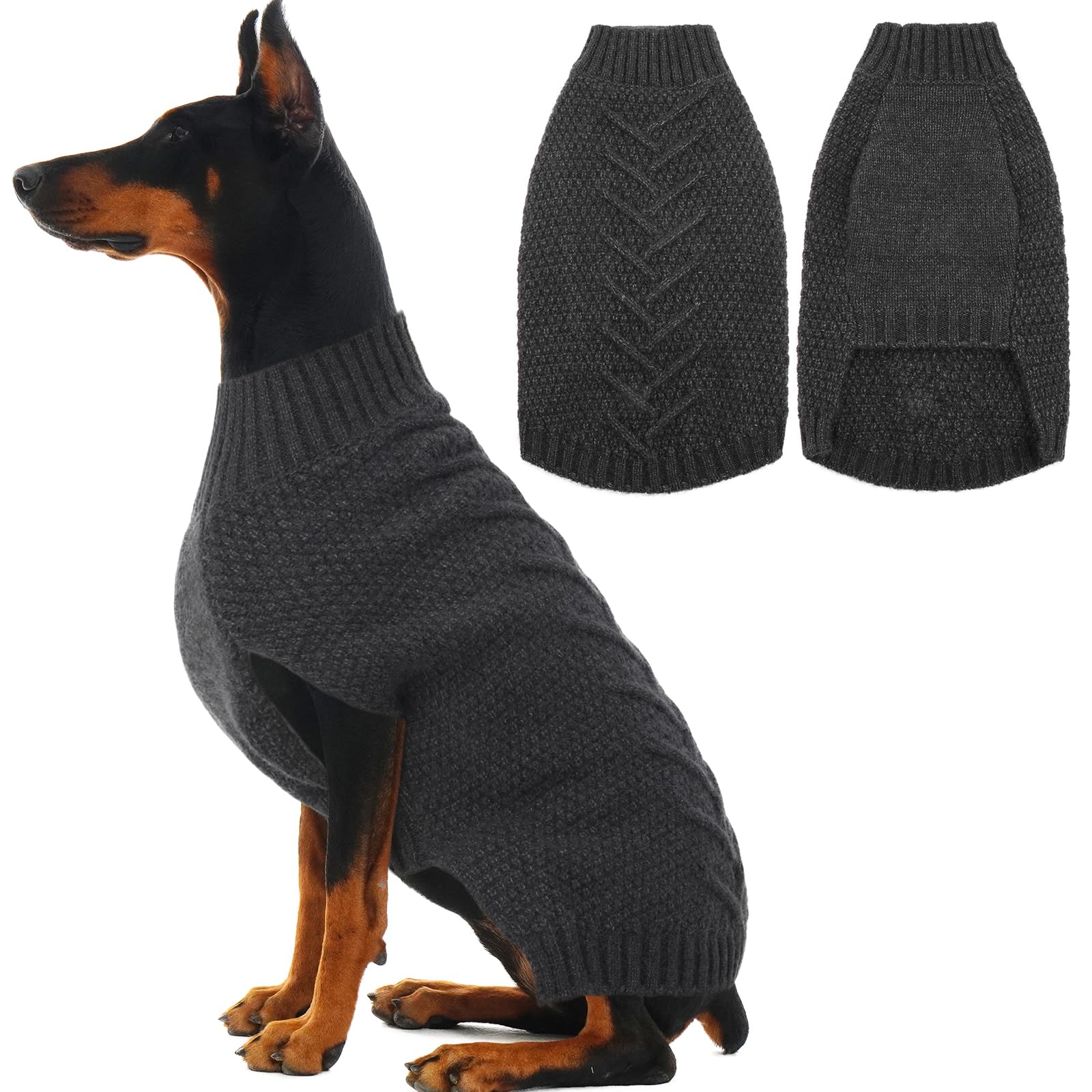 IECOii Extra Large Dog Jumper,XXXL Dog Sweater For Large Dogs Girl Boy,Dog Xmas Jumper Holiday Dog Sweater Large,Warm Dog Christmas Outfit Pullover Big Dog Sweaters For Labrador,Husky,DarkGrey-3XL