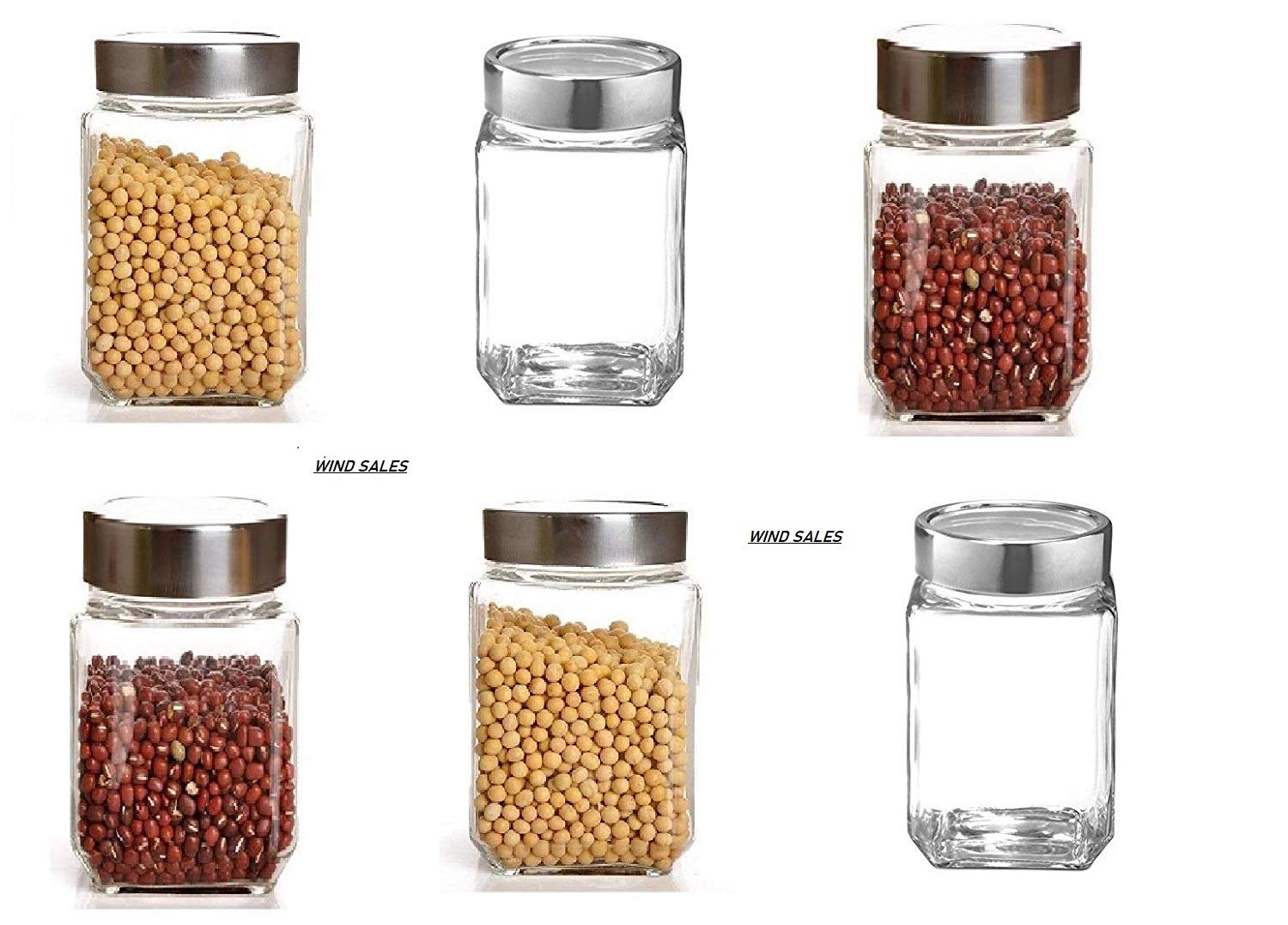Buy Wind Sales 300 Ml Cube Glass Jar Canister Storage Container