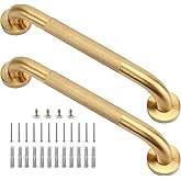 Rackickyer Shower Grab Bar, 2 Pack 16 Inch Gold Bathroom Grab Bar, 1.25" Diameter 304 Stainless Steel Anti-Slip Grab Bars for