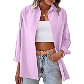 Zeagoo Womens Button Down Shirt Long Sleeve Blouses Solid Work Casual Business Tops Loose Fit Fall Shirts S-2XL