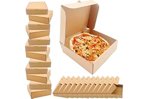 PETIT MANON Pizza Boxes,6 x 6 x 1.77 Inches Cardboard Pizza Boxes Keeps Pizza Fresh,25 PCS Kraft Corrugated Pizza Boxes Empty Pizza Boxes for Pizzerias Restaurants Takeout Party Favors