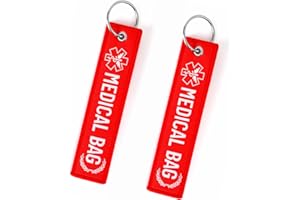 2pcs Medical Alert Tags for Bags, Double-Sided Medical Equipment Device Luggage ID Tag Keychain Label for Keys Wallet Backpac
