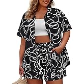 CARCOS Women's Plus Size 2 Piece Sets Summer Top and Shorts Set Short Sleeve Vacation Casual Tracksuit Outfit XL-5XL