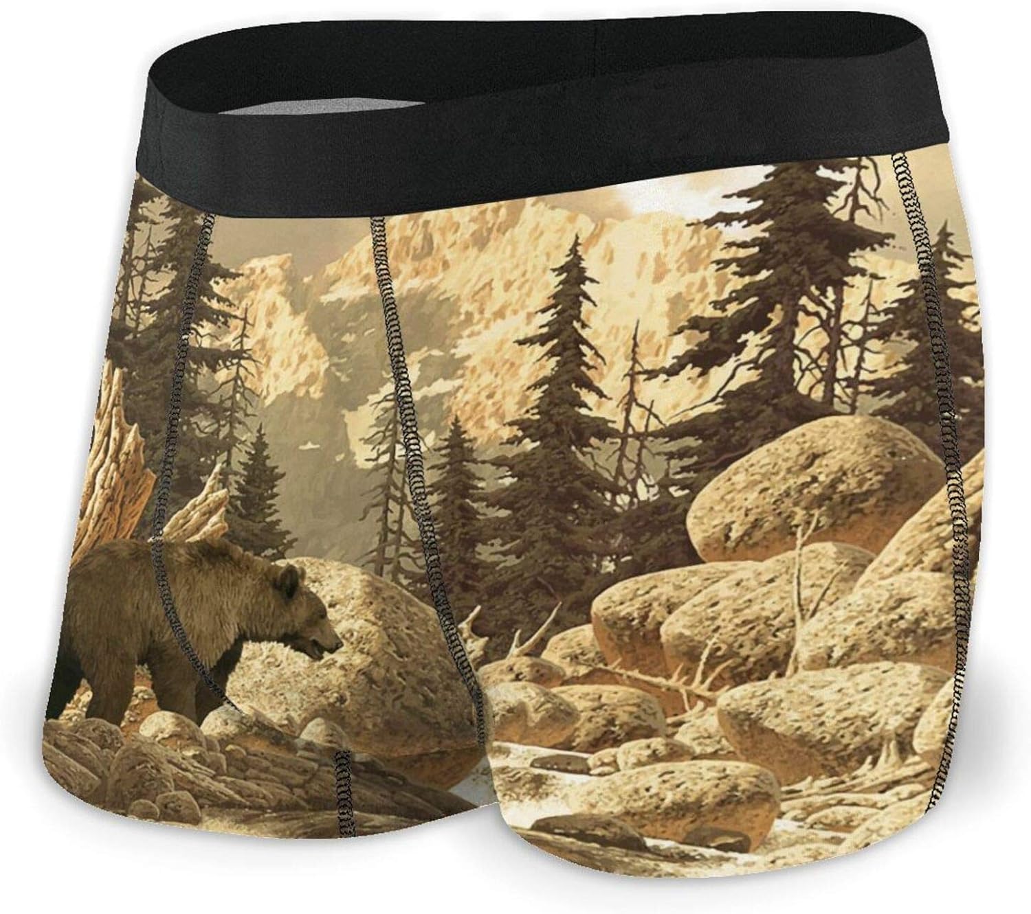 Grizzly Bear in The Rocky Mens Boxer Briefs Underwear Underpants