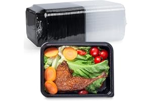 YANGRUI Plastic Containers with Lid 40 Pack 48 oz - Reusable Shrink Wrap Leak Proof Takeout | Flexible Pure PP BPA Free Food Container | Dishwasher & Microwave Safe Restaurant Meal Prep Food Container