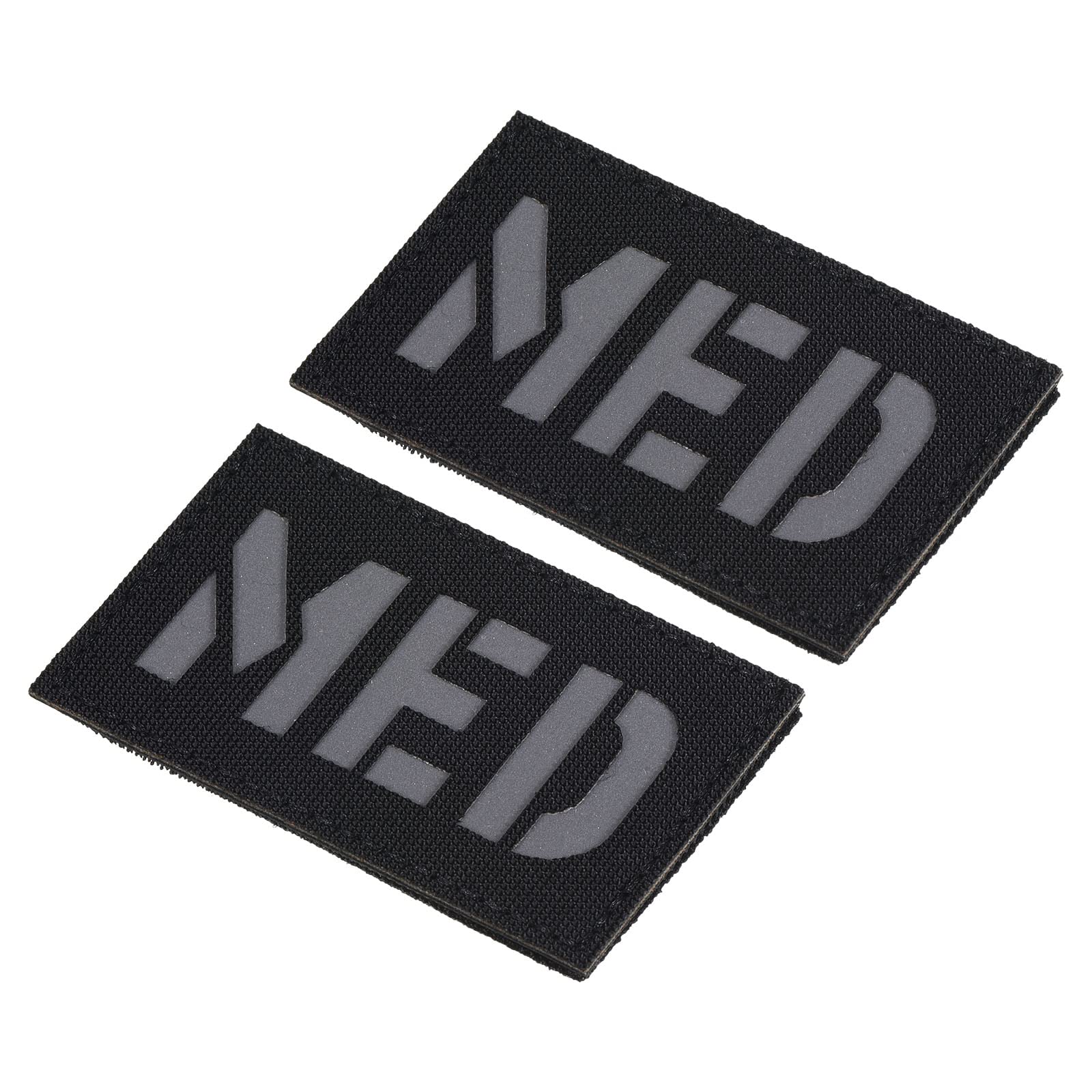 PATIKIL Reflective MED Patch 2x3, 2 Pcs IR Infrared EMS EMT Hook and Loop Fastener Applique Badges for Clothes Backpack, Black