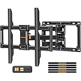Perlegear Full Motion TV Wall Mount, Heavy Duty TV Mount for 42 55 65 75 85 86 inch Flat Curved TVs, Swivel Tilt Articulating Wall Mount TV Bracket up to 132lbs, 16" Studs, Max VESA 600x400mm, PGLF12