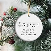 Music Teacher Keepsake Ceramic Ornament, Staff, Thank You Recognition Gift