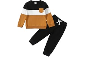 ADXSUN Kid Toddler Boy Clothes Color Block Sweatshirt and Casual Pants 2Pcs Boys Fall Winter Outfits