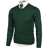 COOFANDY Mens V Neck Dress Sweater Knit Long Sleeve Slim Fit Sweaters Fashion Pullover Sweater