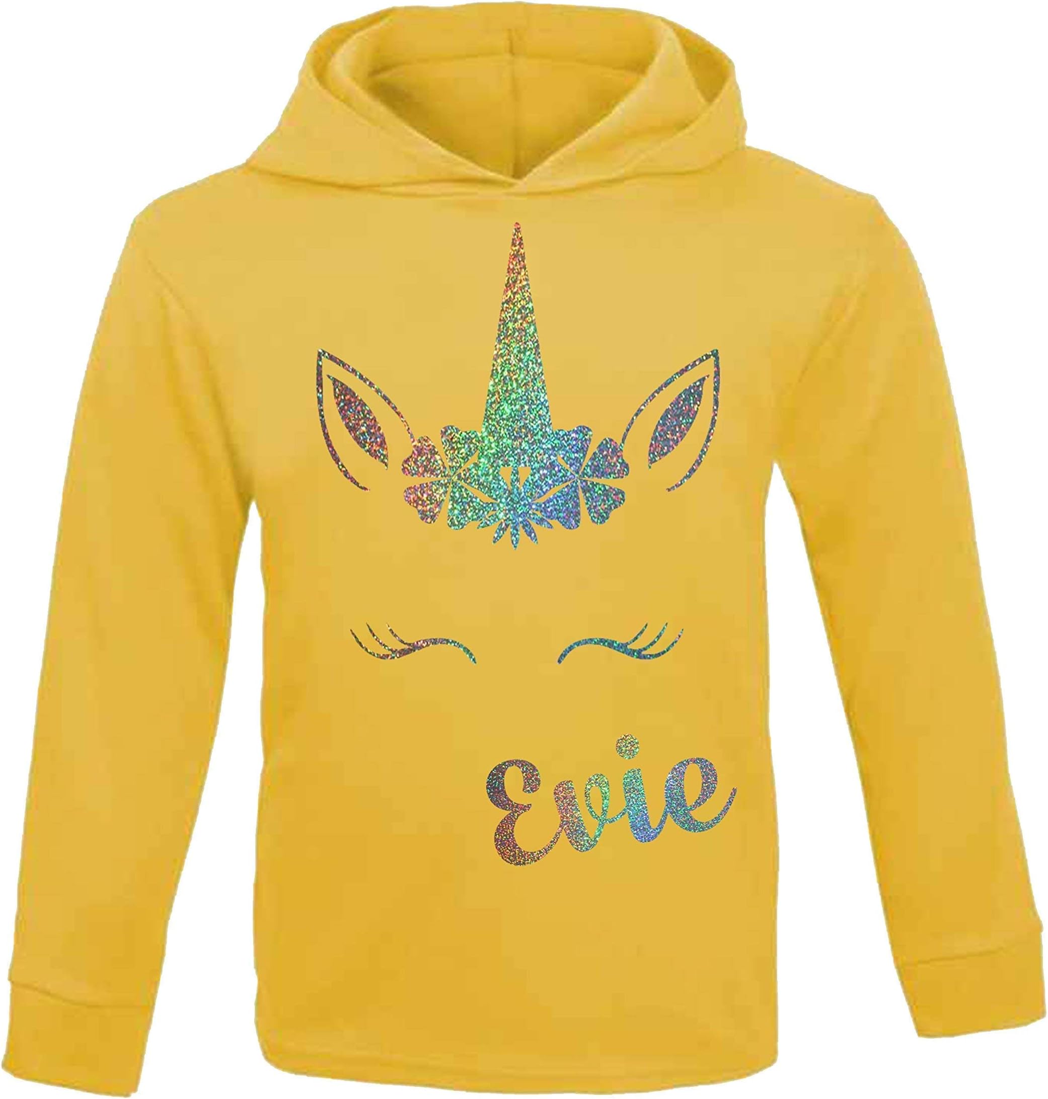Personalised Unicorn Head Hoodie Birthday Tops Girls Unicorn Tops Unicorn Fashion Girls Clothing Girls Unicorn