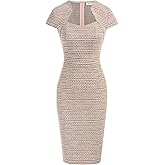 GRACE KARIN Women's Gorgeous Pencil Dress Cap Sleeve Tweed Pencil Dress for Work