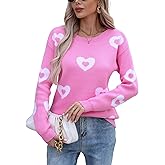Allifewithu Womens Boat Neck Pullover Sweaters Fall Winter Long Sleeve Cute Heart Valentine Sweater
