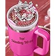 Toykee Lid Name Plate Topper for Stanley Cup 40 oz - Crown Cute Decoration Accessories for Tumbler, Water Bottle Glitter Bling Decor for Women Girls