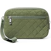 DIXEIGHT Small Wristlet Wallets for Women Quilted Nylon Wallet Purse RFID 3 Zipper Clutch for Travel Card Phone Organizer
